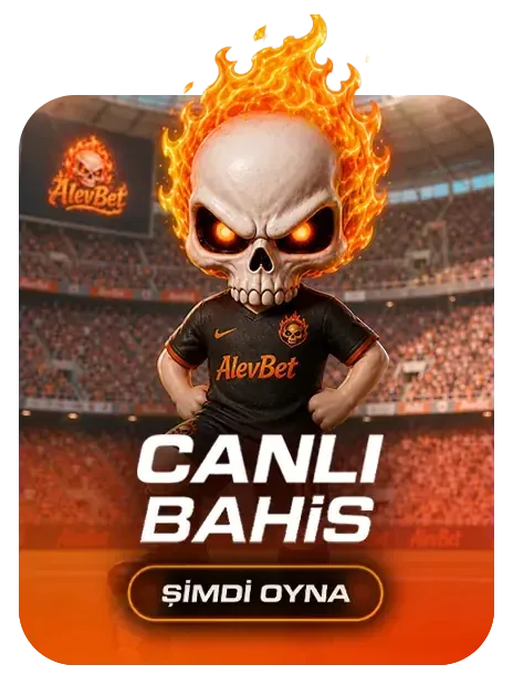 Alevbet canlı bahis bölümü, canlı maç ekranı önünde alevli maskot